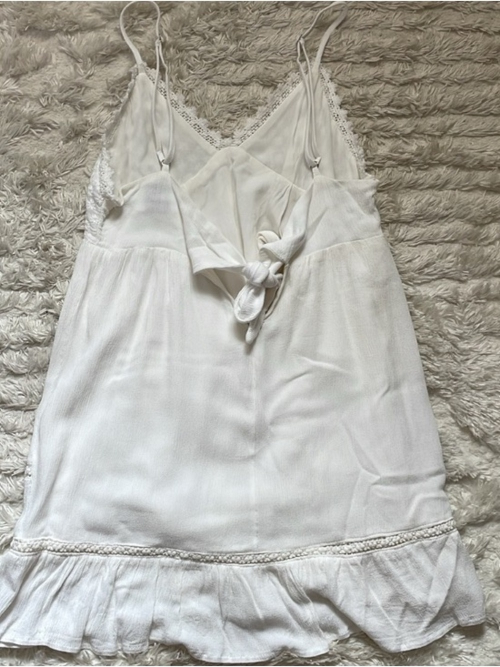 H&M White Lace-Trim Tie-Front Slip Camisole
